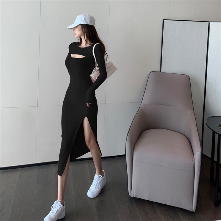 ワンピース デート かわいい 大人可愛い きれいめ シンプル カジュアル 大人 上品 おしゃれ 長袖 ロング丈 スリット ラウンドネック 無地 セクシー タイト 無地 春夏 ピンク ブラック 韓国モテ ワンピース デート かわいい 大人可愛い きれいめ シンプル カジュアル 大人 上品 おしゃれ 長袖 ロング丈 スリット ラウンドネック 無地 セクシー タイト 無地 春夏 ピンク ブラック 韓国モテ