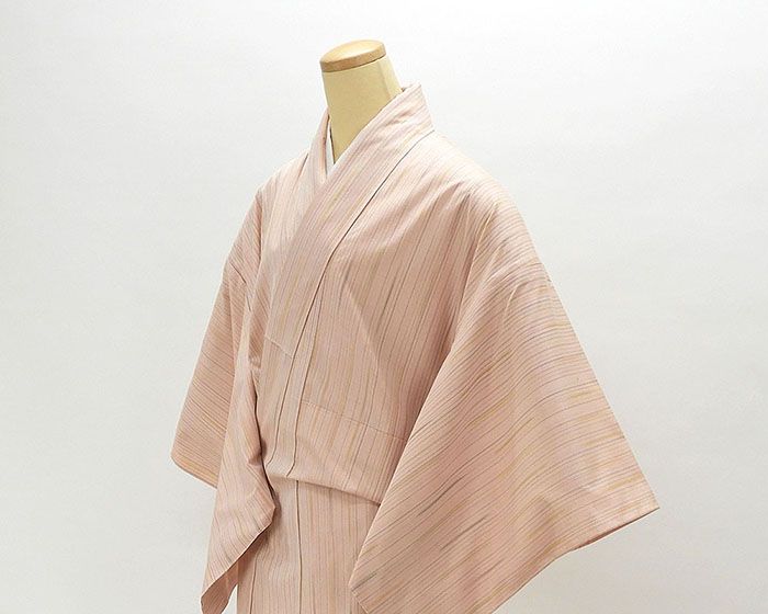 単衣 紬 新品仕立済 正絹 単衣 彩香 縦縞模様 身丈165cm 裄丈68cm 紬 新品 仕立て上が