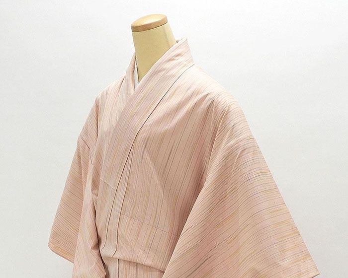 単衣 紬 新品仕立済 正絹 単衣 彩香 縦縞模様 身丈165cm 裄丈68cm 紬 新品 仕立て上が
