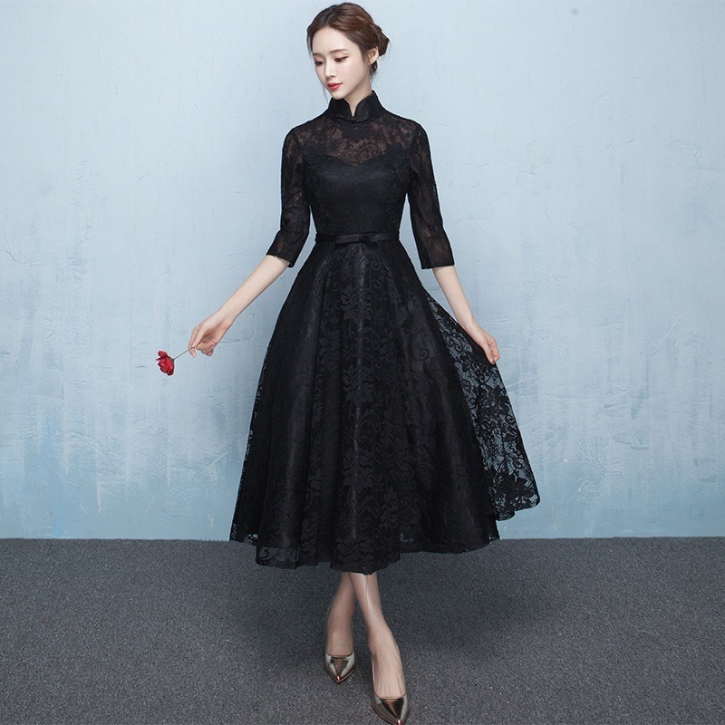 【期間限定特価】ドレスワンピースチャイナ風ドレスパーティードレス七分袖結婚式二次会女子会総レースシ 【期間限定特価】ドレスワンピースチャイナ風ドレスパーティードレス七分袖結婚式二次会女子会総レースシ