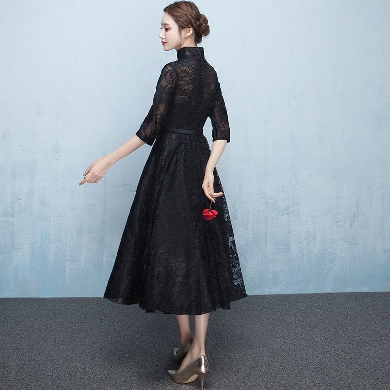 【期間限定特価】ドレスワンピースチャイナ風ドレスパーティードレス七分袖結婚式二次会女子会総レースシ 【期間限定特価】ドレスワンピースチャイナ風ドレスパーティードレス七分袖結婚式二次会女子会総レースシ