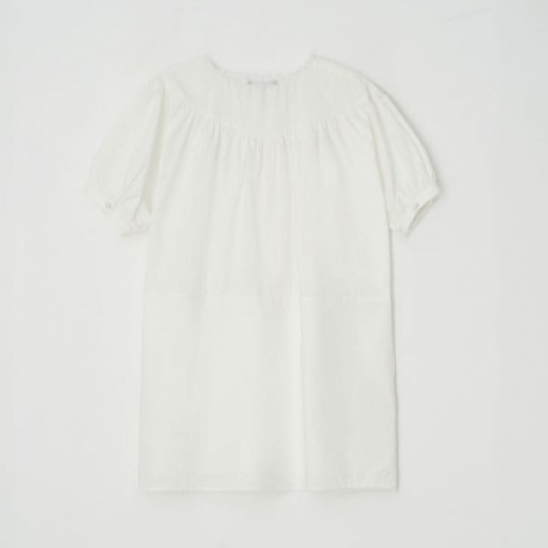 RONRON ピンタックレースパフミニドレスアイボリー