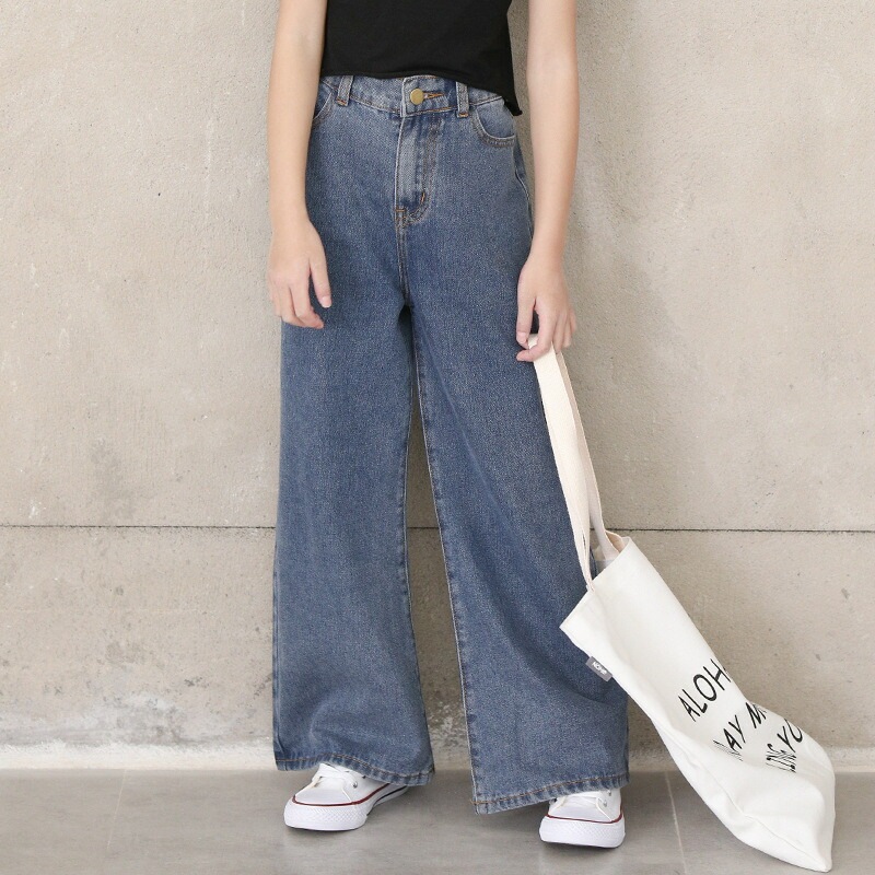 【即納】ガウチョパンツ キッズデニムパンツ マキシ丈 子供服 デニムパンツ 親子 お揃い 長ズボン ワイドパンツ パンツ 春夏 女の子 ジーンズ ジーパン カジュアル ロングパンツ ゆったり ボトム