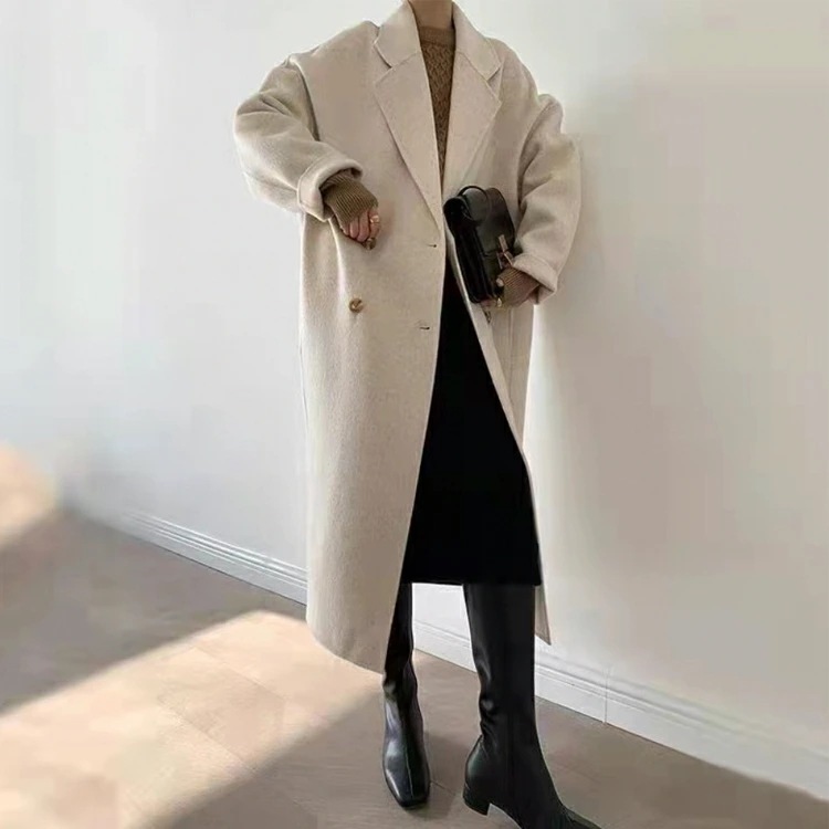 ロングコート レディース ウール ウールコート セミロング チェスターコート ダブル 無地 おしゃれ ゆったり オーバーサイズ カジュアル おしゃれ 秋 冬 白 ベージュ グレー 黒