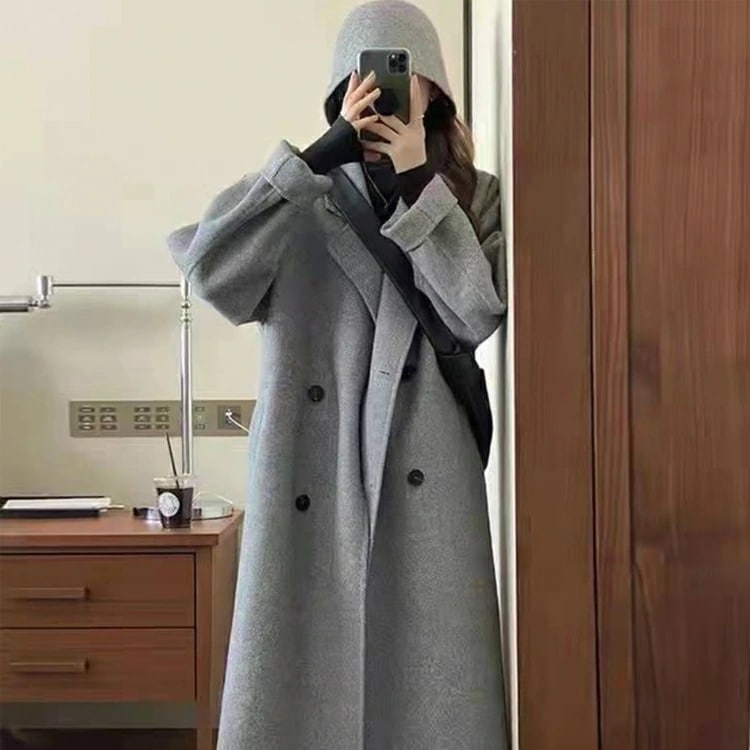 ロングコート レディース ウール ウールコート セミロング チェスターコート ダブル 無地 おしゃれ ゆったり オーバーサイズ カジュアル おしゃれ 秋 冬 白 ベージュ グレー 黒