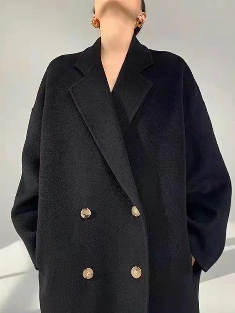 ロングコート レディース ウール ウールコート セミロング チェスターコート ダブル 無地 おしゃれ ゆったり オーバーサイズ カジュアル おしゃれ 秋 冬 白 ベージュ グレー 黒