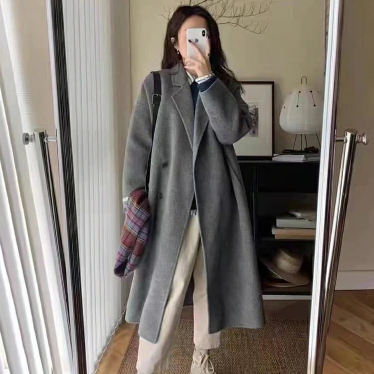ロングコート レディース ウール ウールコート セミロング チェスターコート ダブル 無地 おしゃれ ゆったり オーバーサイズ カジュアル おしゃれ 秋 冬 白 ベージュ グレー 黒