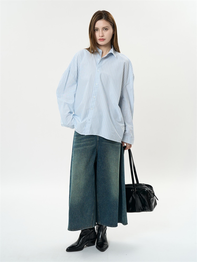 激安セール ワイドパンツ ジーンズ トレンド 2025早春 デニムパンツ レトロ 水洗い ゆったりする 七分パンツ カジュアルパンツ