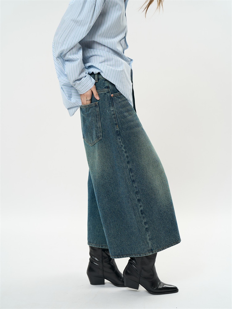 激安セール ワイドパンツ ジーンズ トレンド 2025早春 デニムパンツ レトロ 水洗い ゆったりする 七分パンツ カジュアルパンツ