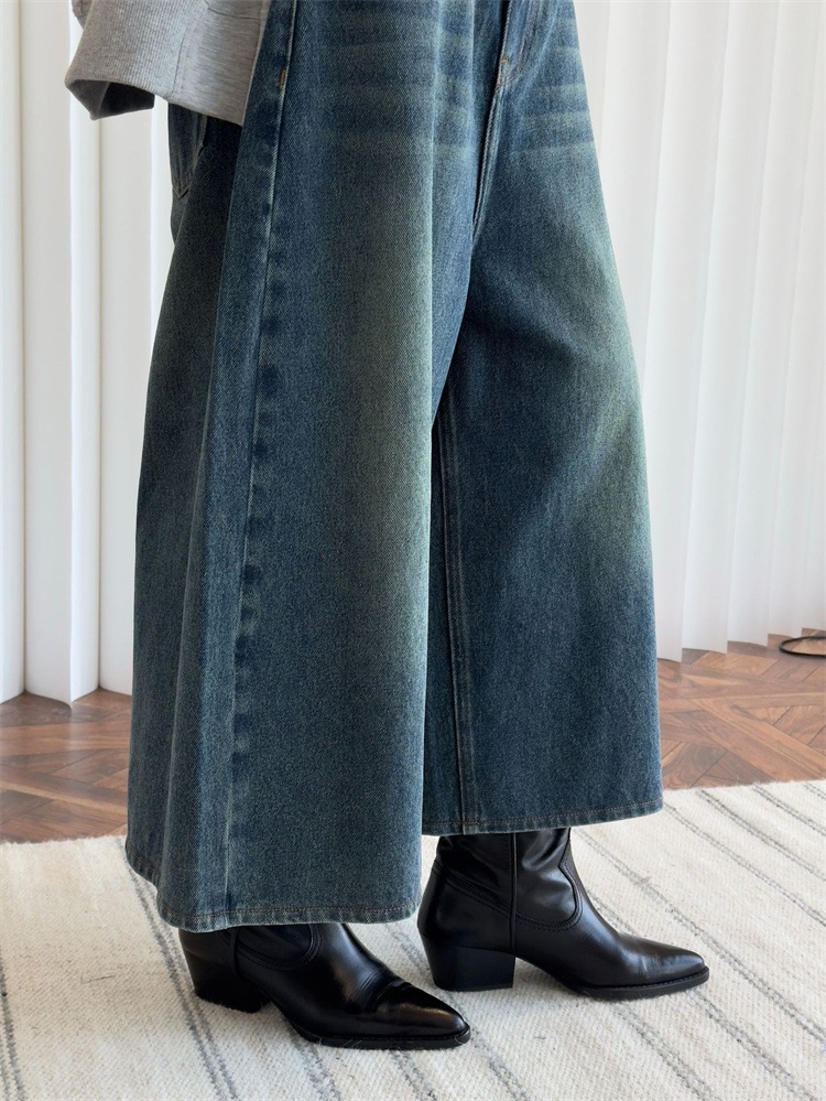 激安セール ワイドパンツ ジーンズ トレンド 2025早春 デニムパンツ レトロ 水洗い ゆったりする 七分パンツ カジュアルパンツ