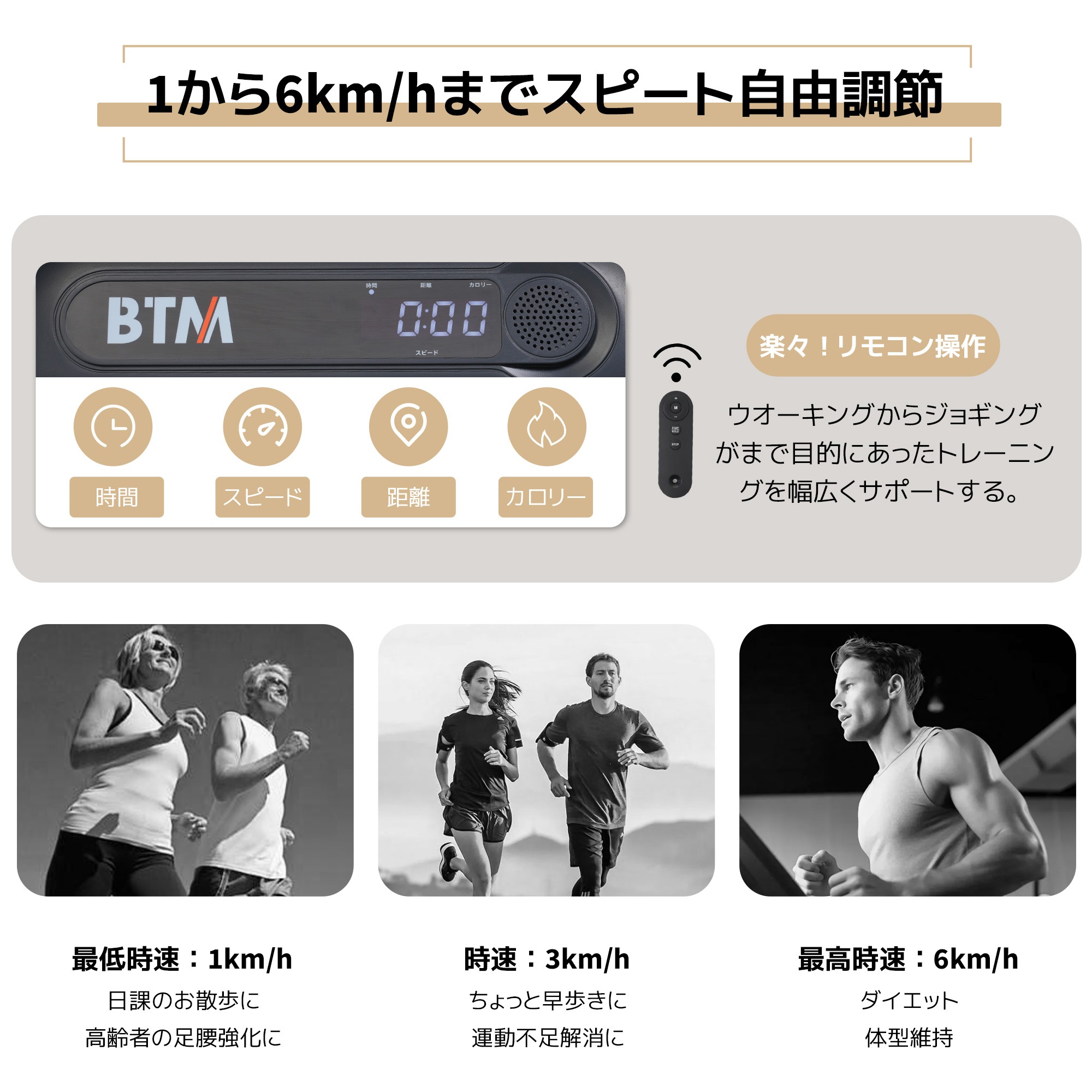 電動トレッドミル 室内トレッドミル 低床設計 MAX6km/h 薄型 シンプル おしゃれ ダイエット器具 有酸素運動 静音 折りたたみ