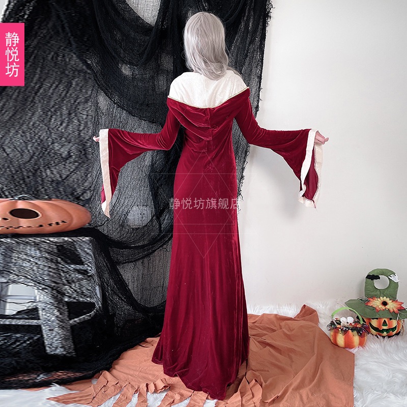 ハロウィン大人用コスチューム女性魔女ゾンビ吸血鬼赤ロングドレス女王女王ステージパーティー悪魔コスチューム ハロウィン大人用コスチューム女性魔女ゾンビ吸血鬼赤ロングドレス女王女王ステージパーティー悪魔コスチューム