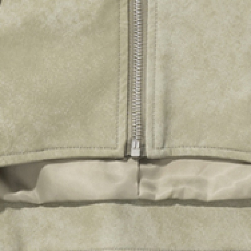 NOT4NERD W ビンテージクロップドレザージャケット-ライトカーキ NOT4NERD W ビンテージクロップドレザージャケット-ライトカーキ