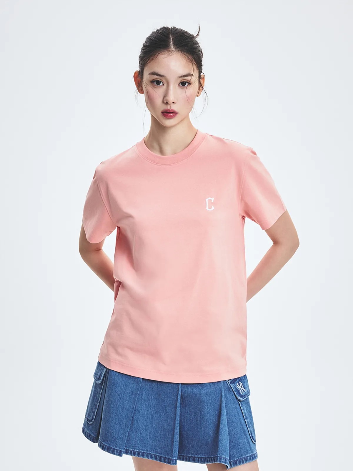 [aespa KARINA 着用] ベーシック コンフォタブルフィット 男女共用 半袖 Tシャツ NY 5color