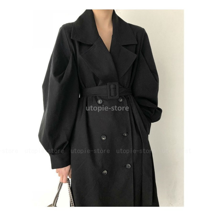 レディース ステンカラートレンチコート スプリングコート ベルト付き トレンチコート ダブル ロング