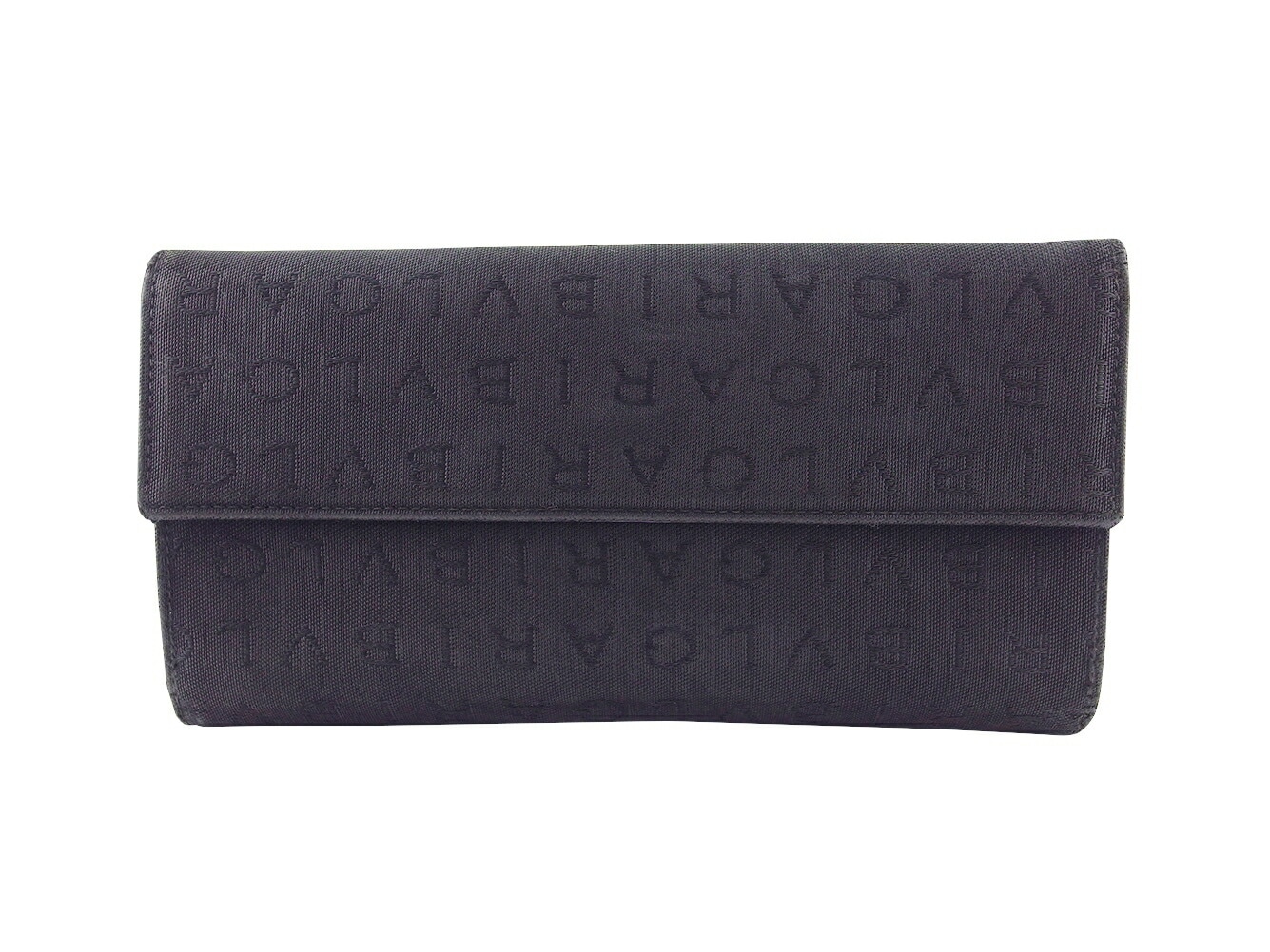 長財布 Wホック 財布 ロゴマニア レディース メンズ ブラック シルバー 中古