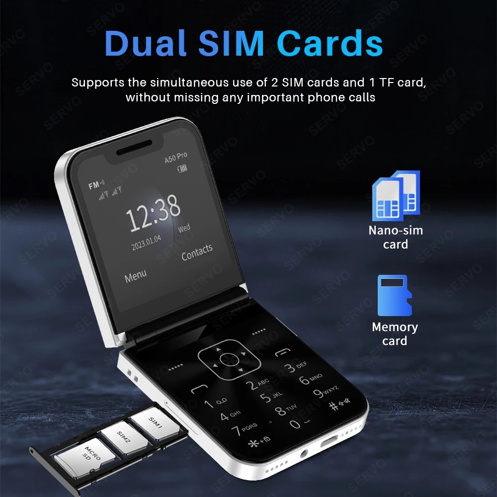 SERVO A50 Pro Flip Phone Dual SIM Card GSM Electric Torch Automatic Call Recording 2.4 Inch Screen SERVO A50 Pro Flip Phone Dual SIM Card GSM Electric Torch Automatic Call Recording 2.4 Inch Screen