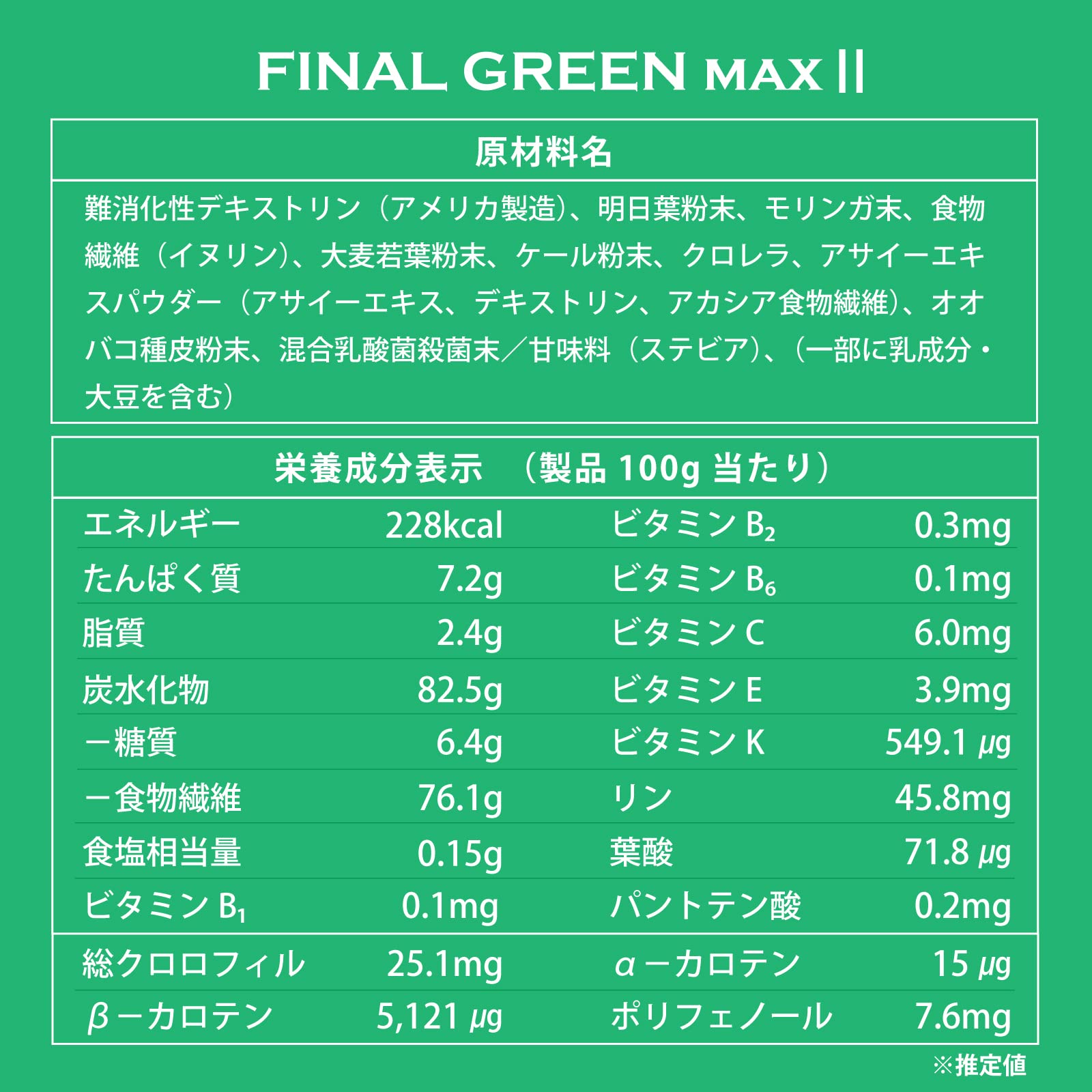 ファイン・ラボ ファイナルグリーン 300g
