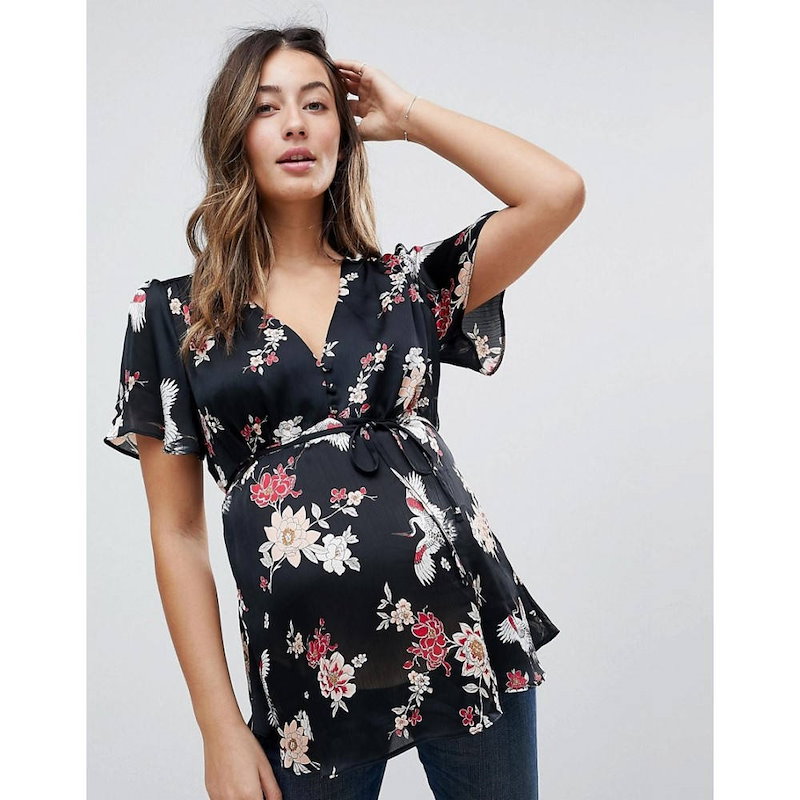 ニュールック レディース トップス ブラウス・シャツ【New Look Maternity Satin Flutter Sleeve Blouse】Black pattern ニュールック レディース トップス ブラウス・シャツ【New Look Maternity Satin Flutter Sleeve Blouse】Black pattern