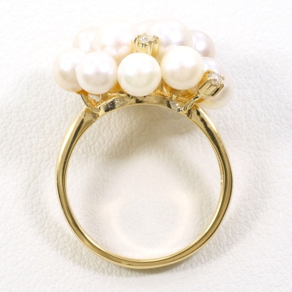 K18 18金 YG リング 12号 パール(真珠) 約4~5mm ダイヤ 0.08 中古 K18 18金 YG リング 12号 パール(真珠) 約4~5mm ダイヤ 0.08 中古
