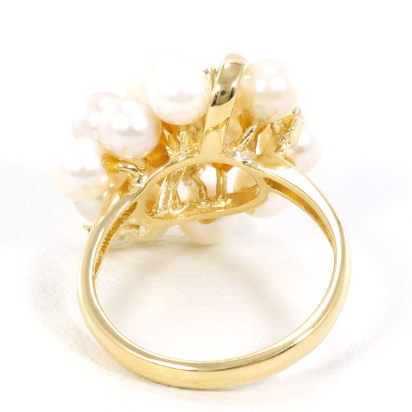 K18 18金 YG リング 12号 パール(真珠) 約4~5mm ダイヤ 0.08 中古 K18 18金 YG リング 12号 パール(真珠) 約4~5mm ダイヤ 0.08 中古