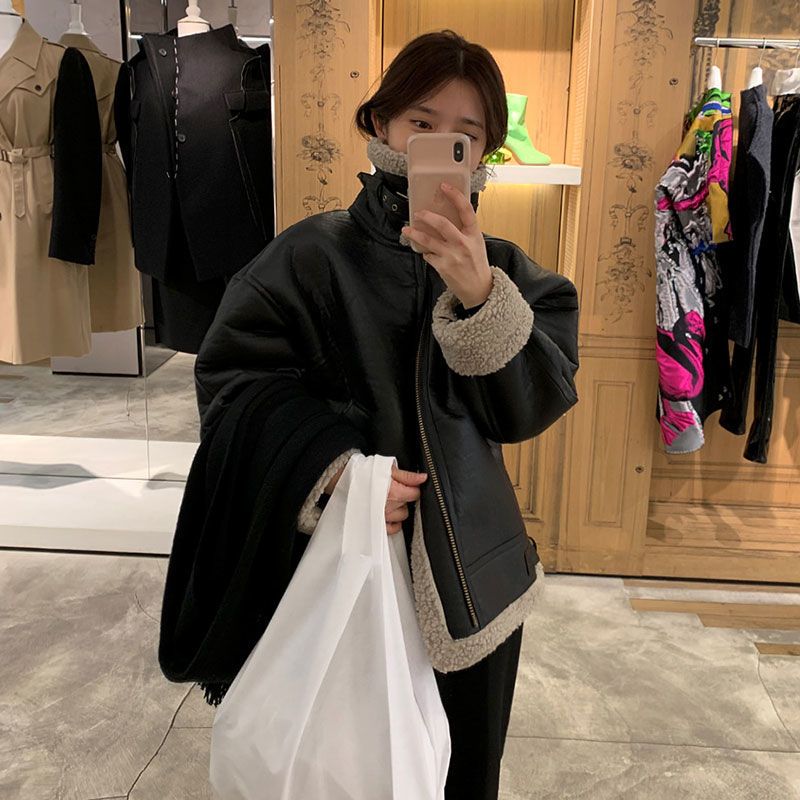 ライダース 厚手 ジャケット 立ち襟 ラムズウール ジャケット アウター ジャケット レディース 冬ファーコート ライダース 厚手 ジャケット 立ち襟 ラムズウール ジャケット アウター ジャケット レディース 冬ファーコート