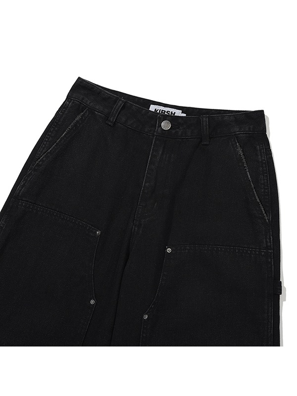 (PRE-ORDER 24th Mar.) CARPENTER WIDE FIT DENIM PANTS [BLACK]
