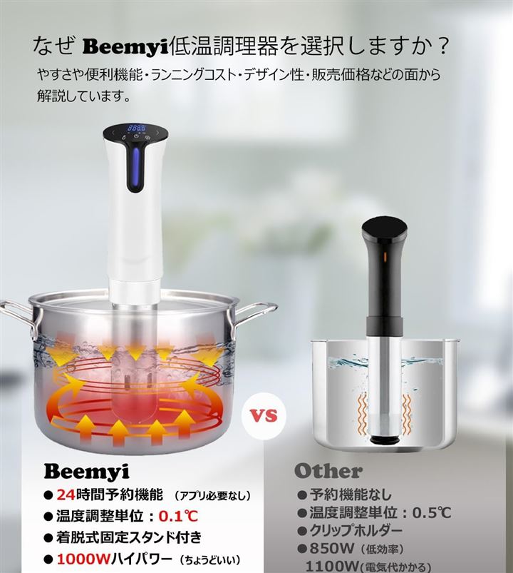 低温調理器 真空調理器 スロークッカーbeemyi 24時間 予約機能 保温機能付き 低温調理機 Sous vide 日本向けに設計 1000Wハイパワー(white, Small) 低温調理器 真空調理器 スロークッカーbeemyi 24時間 予約機能 保温機能付き 低温調理機 Sous vide 日本向けに設計 1000Wハイパワー(white, Small)