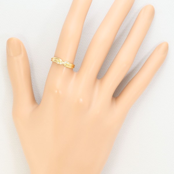 K18 18金 YG リング 10.5号 ダイヤ 0.10 中古 K18 18金 YG リング 10.5号 ダイヤ 0.10 中古