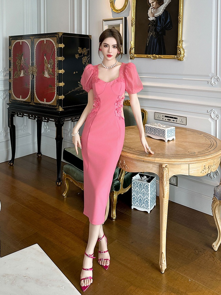 【JY.上品】 夏 レース ロングワンピースドレス パーティー キャバ 着痩せ 大人 同窓会 披露宴 卒業式 結婚式 演奏会 ウェディング 二次会 メガ割