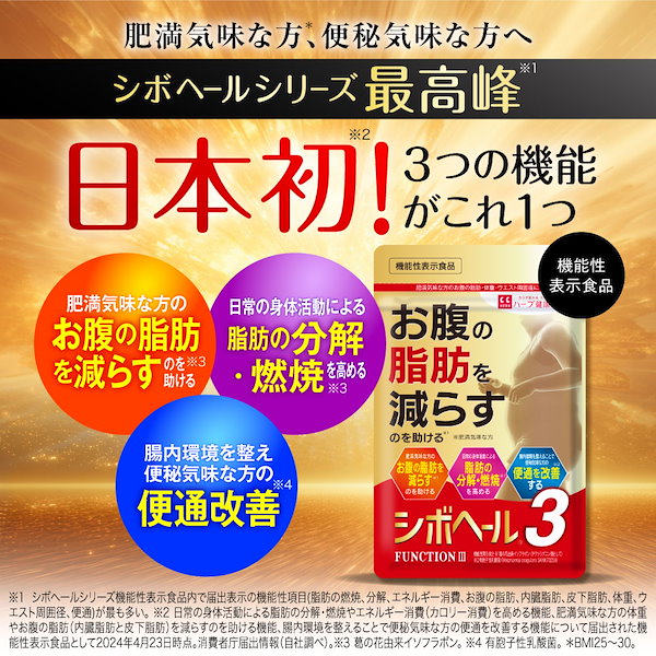 人気ブランド Qoo10] ハーブ健康本舗 機能性表示食品 シボヘール3 【公式】 ダイエットサプリ