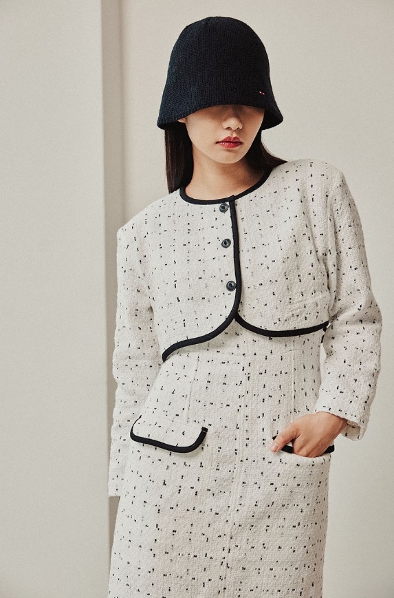 ROMANTIC CROWN】PURE TWEED CROPPED JACKET