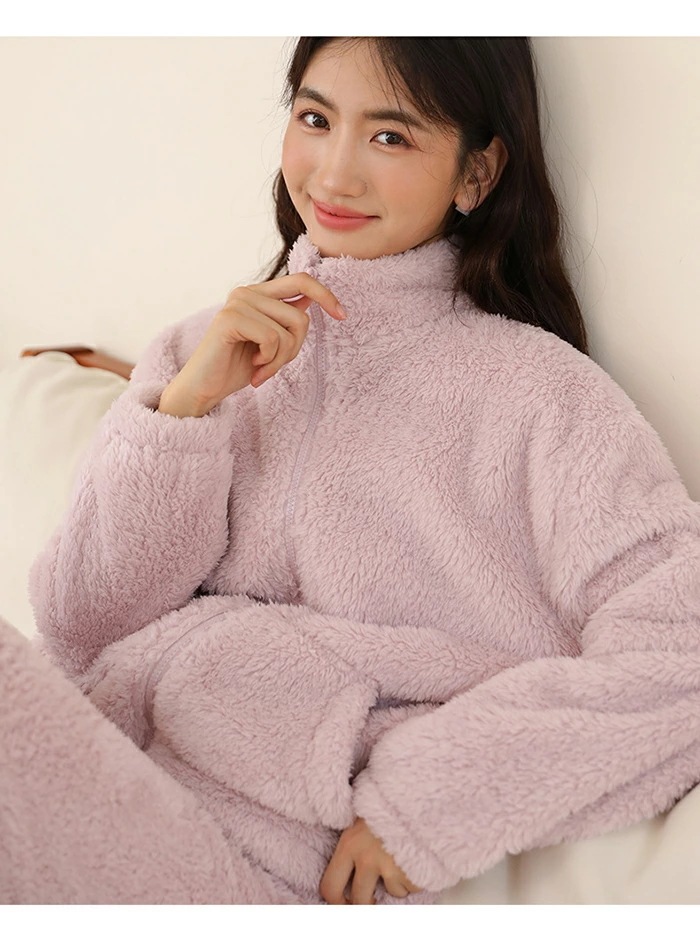 ルームウェア パジャマ レディース 上下セット パジャマ 秋冬用 パジャマ フランネル クールネック パジャマ ルームウェア あったか ナイトウェア 長袖 春 上下セット 2点セット M L 部屋着