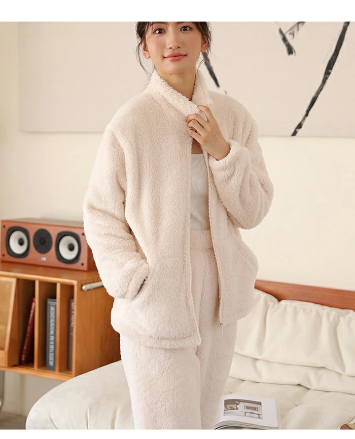 ルームウェア パジャマ レディース 上下セット パジャマ 秋冬用 パジャマ フランネル クールネック パジャマ ルームウェア あったか ナイトウェア 長袖 春 上下セット 2点セット M L 部屋着