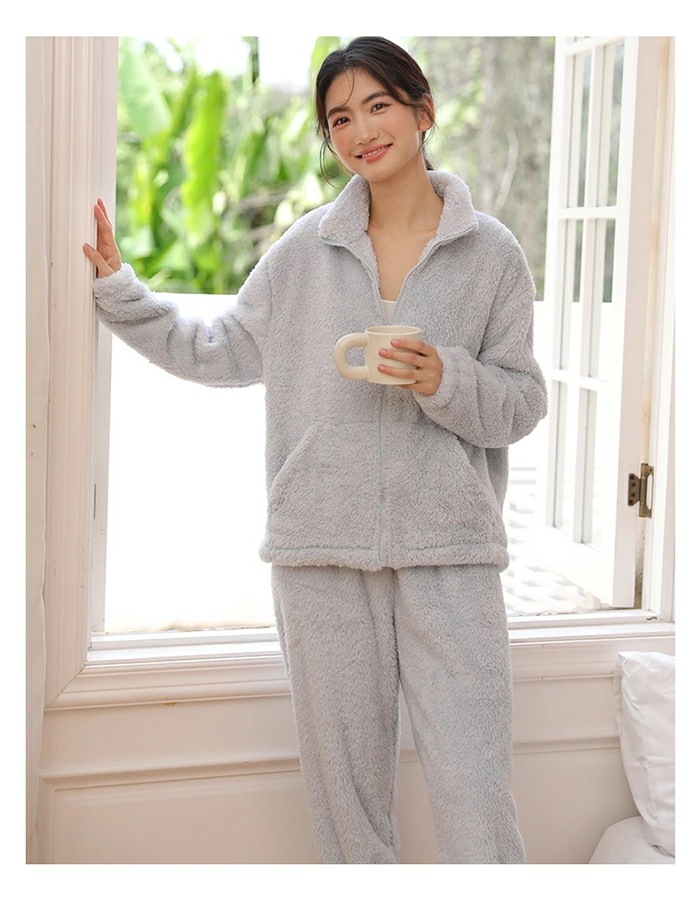 ルームウェア パジャマ レディース 上下セット パジャマ 秋冬用 パジャマ フランネル クールネック パジャマ ルームウェア あったか ナイトウェア 長袖 春 上下セット 2点セット M L 部屋着