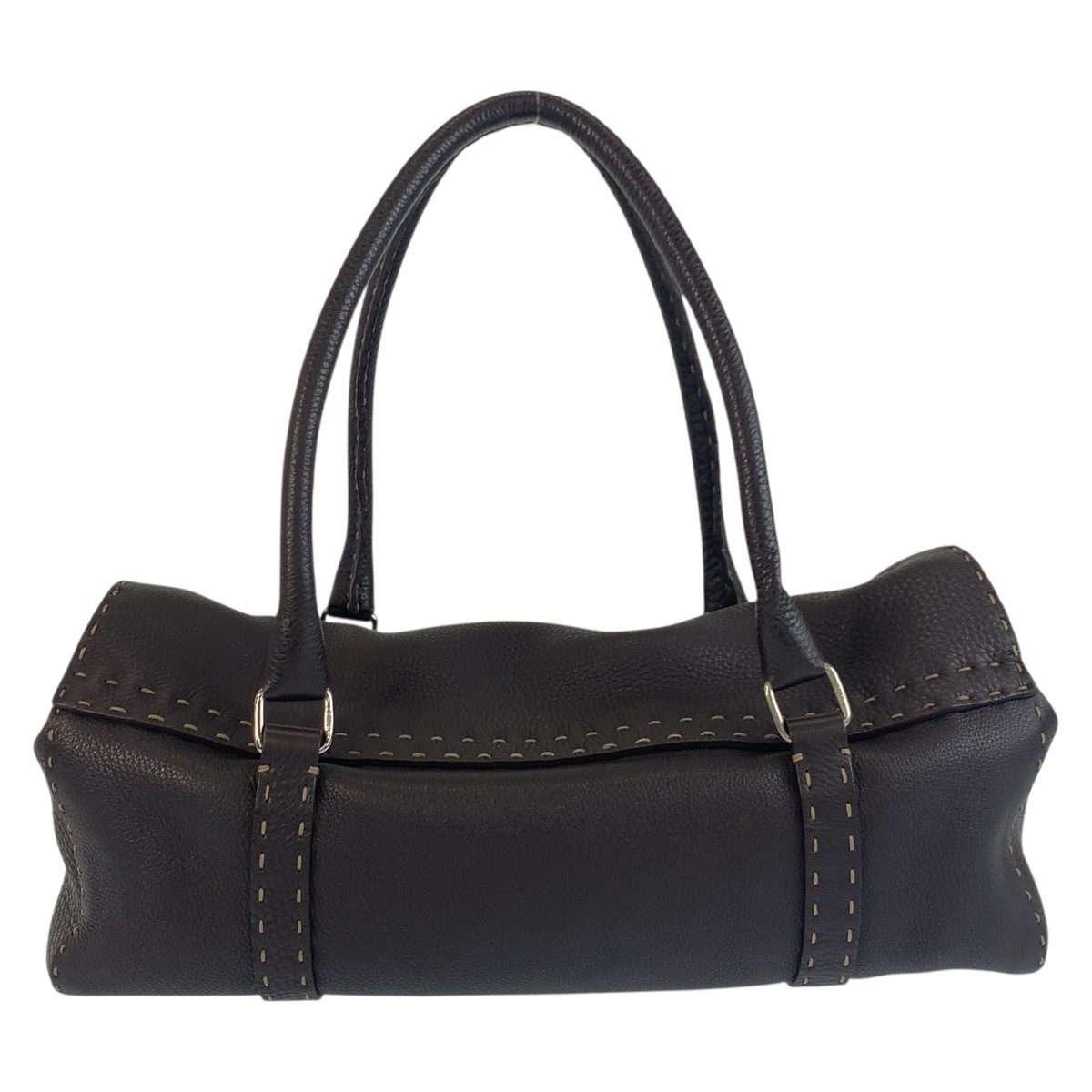 美品 セレリア ブラウン シルバー金具 レザー N49-22-13533 ショルダーバッグ ハンドバッグ レディース 504442