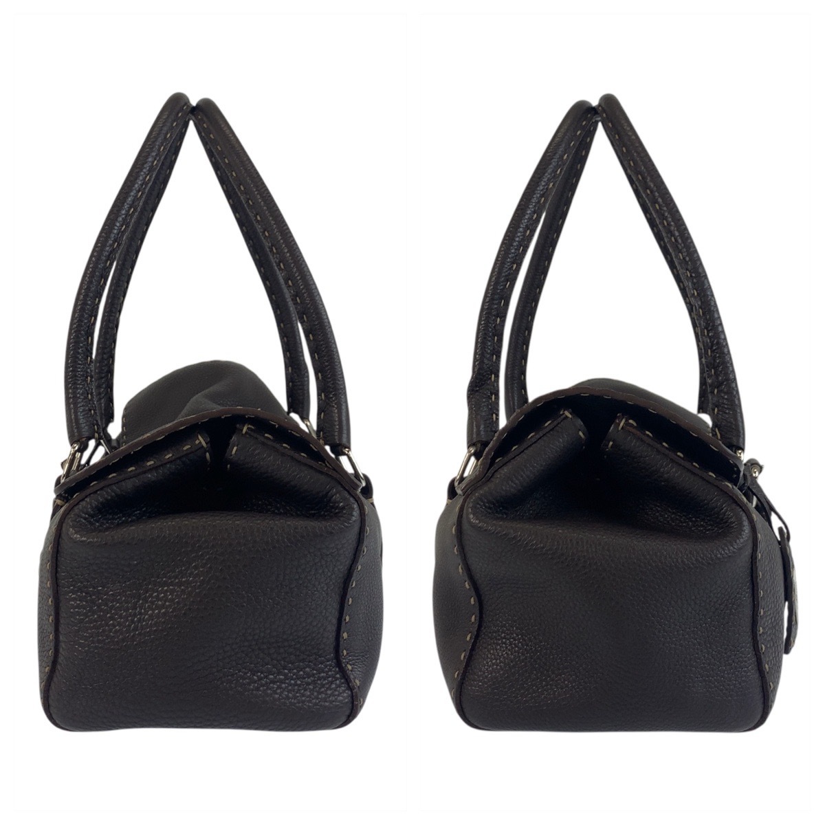 美品 セレリア ブラウン シルバー金具 レザー N49-22-13533 ショルダーバッグ ハンドバッグ レディース 504442