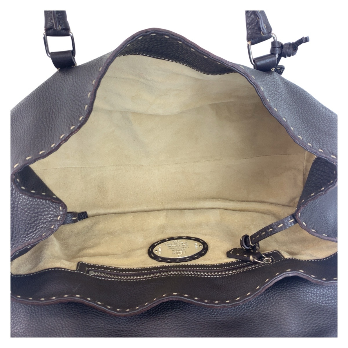 美品 セレリア ブラウン シルバー金具 レザー N49-22-13533 ショルダーバッグ ハンドバッグ レディース 504442