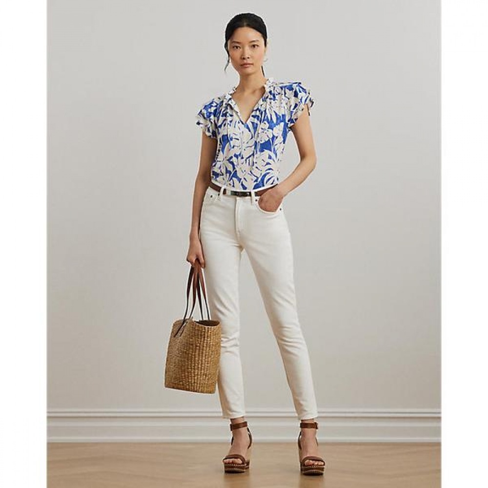 ローレンラルフローレン パームフロンド プリント ジャージ タイネック トップ WMLRKNISN820294400 ローレンラルフローレン パームフロンド プリント ジャージ タイネック トップ WMLRKNISN820294400