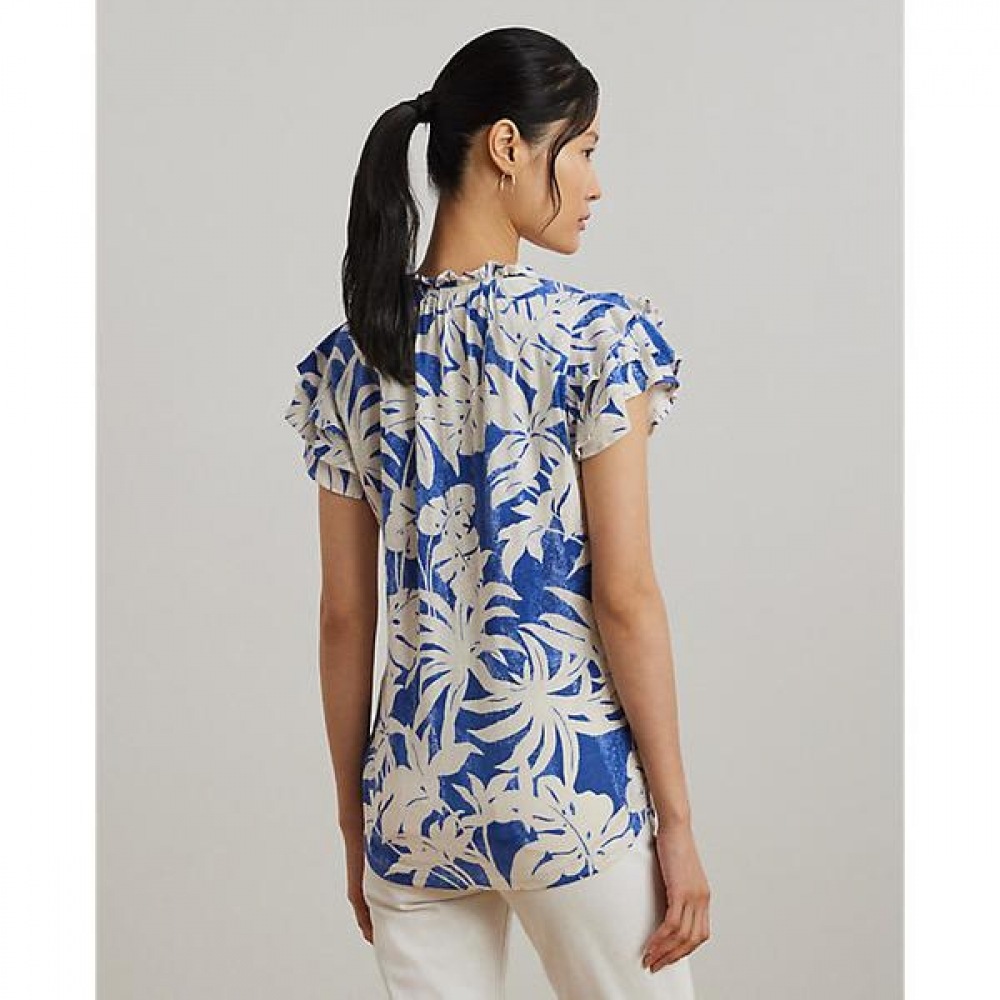 ローレンラルフローレン パームフロンド プリント ジャージ タイネック トップ WMLRKNISN820294400 ローレンラルフローレン パームフロンド プリント ジャージ タイネック トップ WMLRKNISN820294400