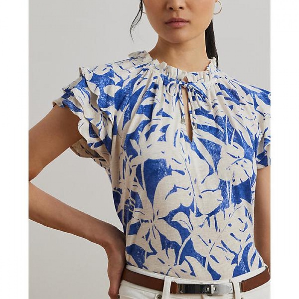 ローレンラルフローレン パームフロンド プリント ジャージ タイネック トップ WMLRKNISN820294400 ローレンラルフローレン パームフロンド プリント ジャージ タイネック トップ WMLRKNISN820294400