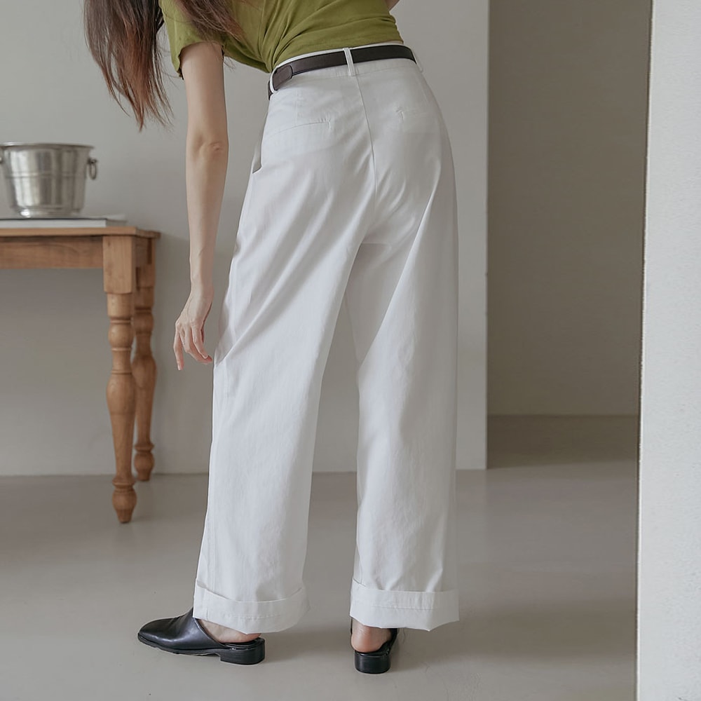 オブエンコットンピンタックワイドパンツ