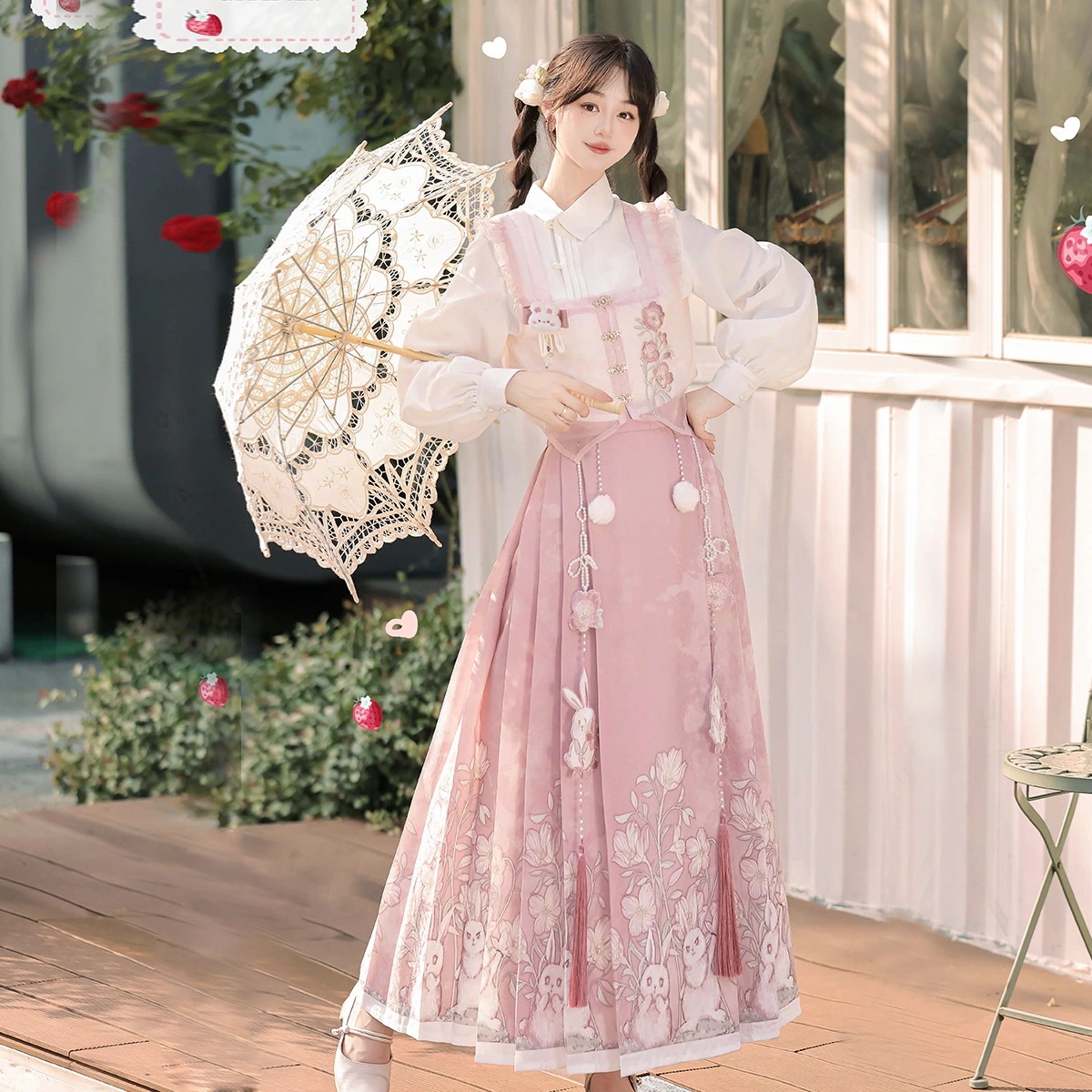 【フルセット】月見兎兎新韓国cos服女性日常改良馬面スカート秋 【フルセット】月見兎兎新韓国cos服女性日常改良馬面スカート秋