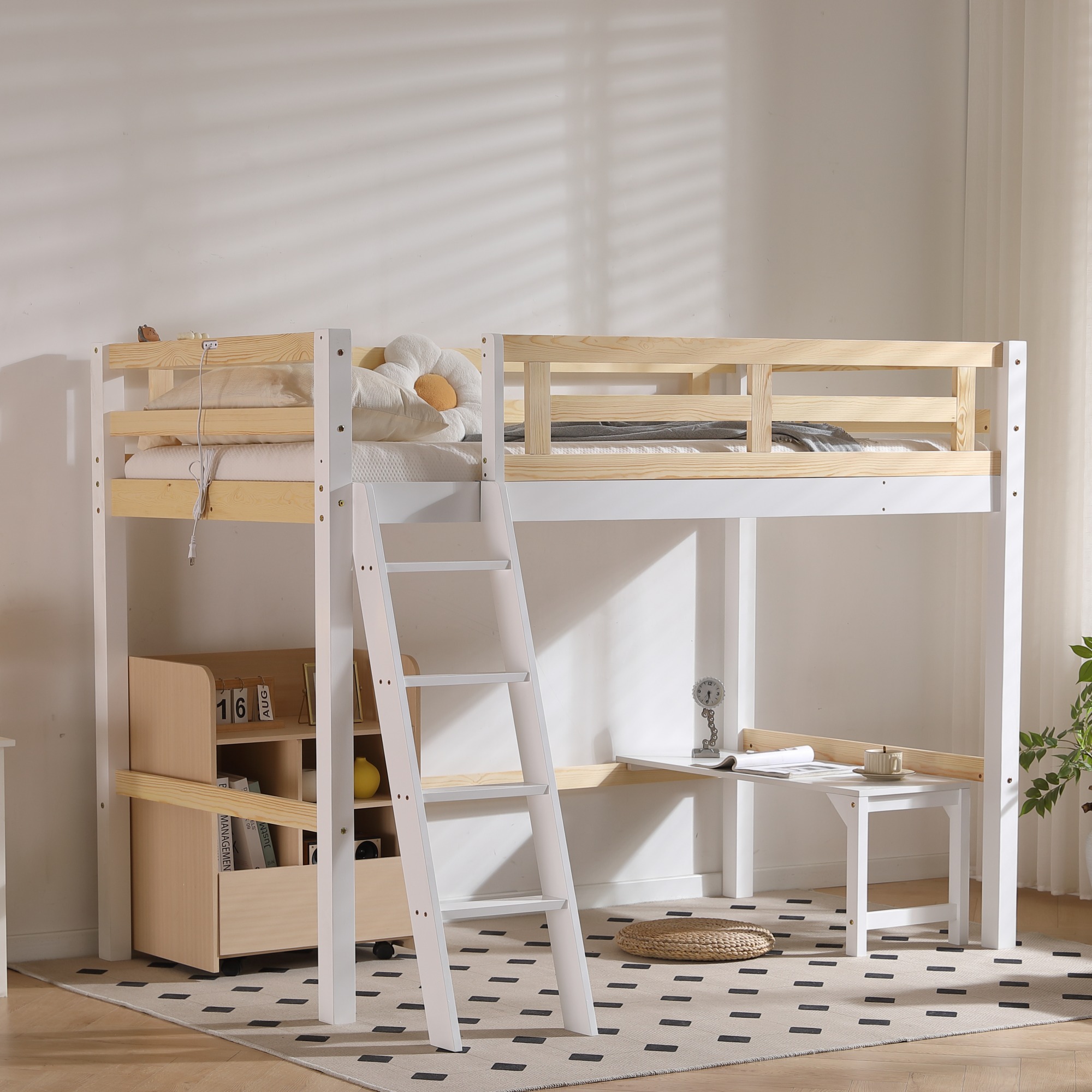 132ロフトベッド シングル はしご 天然パイン材 木製 天然木ベッド ミドルタイプ 高さ150cm ローデスク付き 大人 子供部屋 ベッド シングルベッド142 132ロフトベッド シングル はしご 天然パイン材 木製 天然木ベッド ミドルタイプ 高さ150cm ローデスク付き 大人 子供部屋 ベッド シングルベッド142