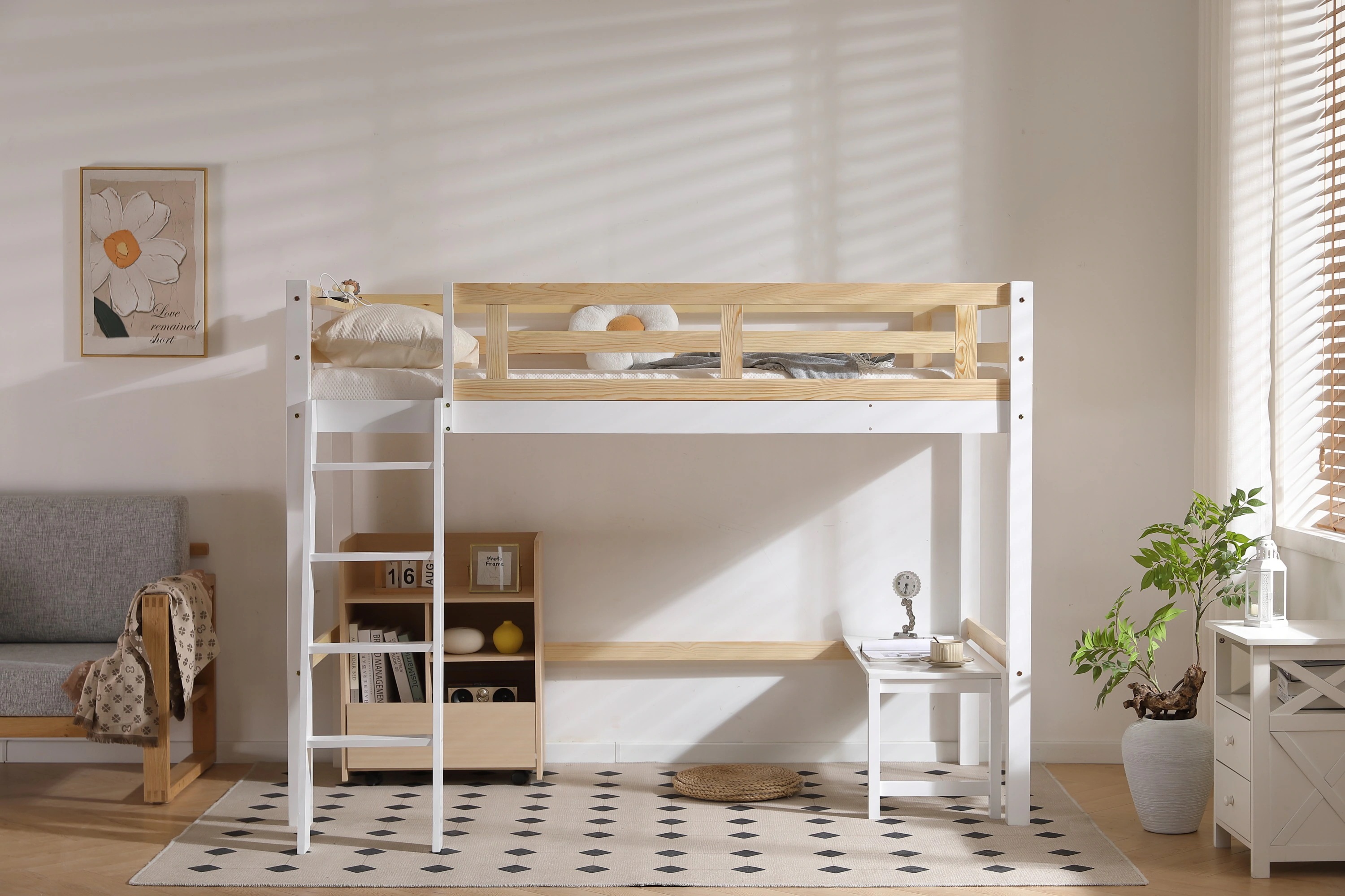 132ロフトベッド シングル はしご 天然パイン材 木製 天然木ベッド ミドルタイプ 高さ150cm ローデスク付き 大人 子供部屋 ベッド シングルベッド142 132ロフトベッド シングル はしご 天然パイン材 木製 天然木ベッド ミドルタイプ 高さ150cm ローデスク付き 大人 子供部屋 ベッド シングルベッド142