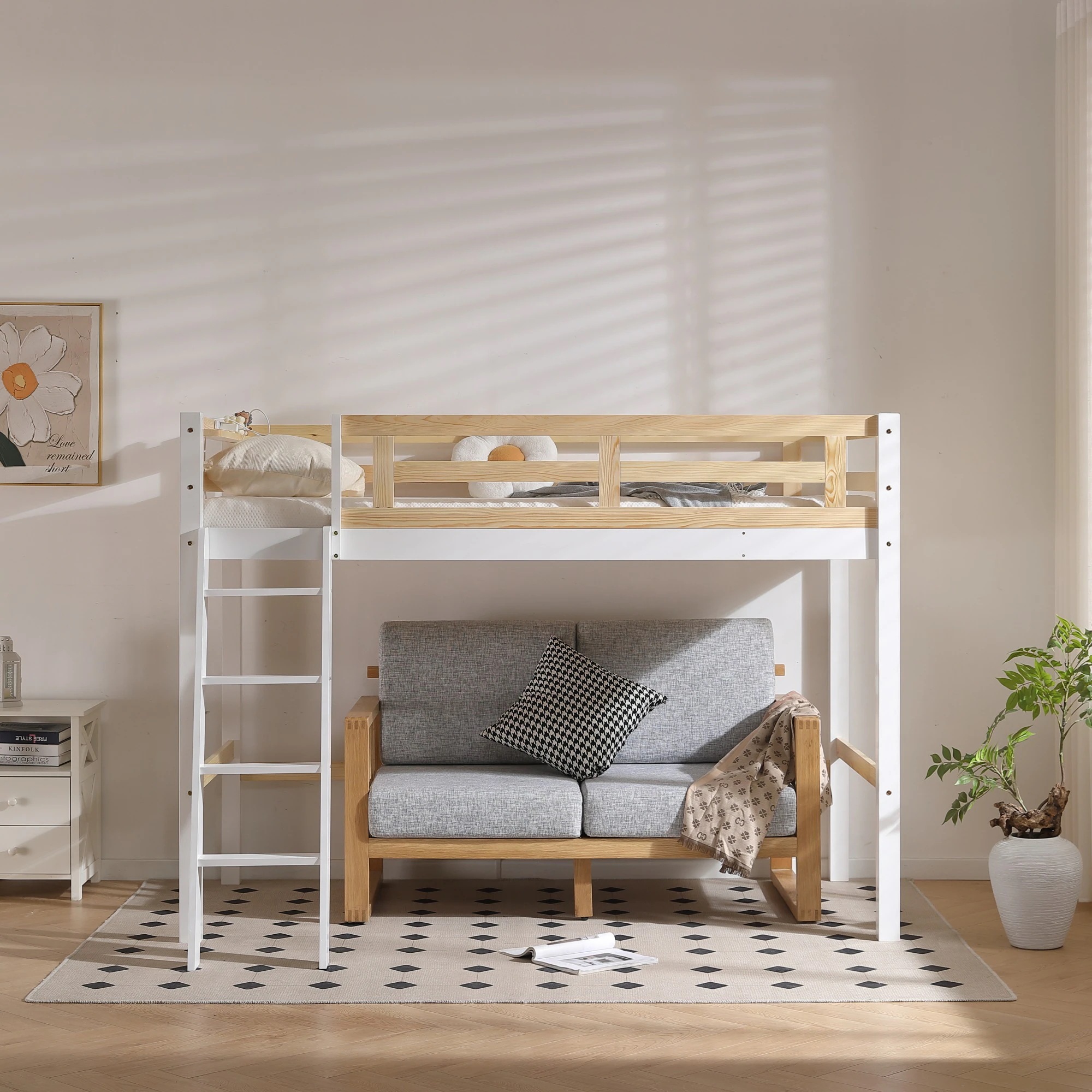 132ロフトベッド シングル はしご 天然パイン材 木製 天然木ベッド ミドルタイプ 高さ150cm ローデスク付き 大人 子供部屋 ベッド シングルベッド142 132ロフトベッド シングル はしご 天然パイン材 木製 天然木ベッド ミドルタイプ 高さ150cm ローデスク付き 大人 子供部屋 ベッド シングルベッド142