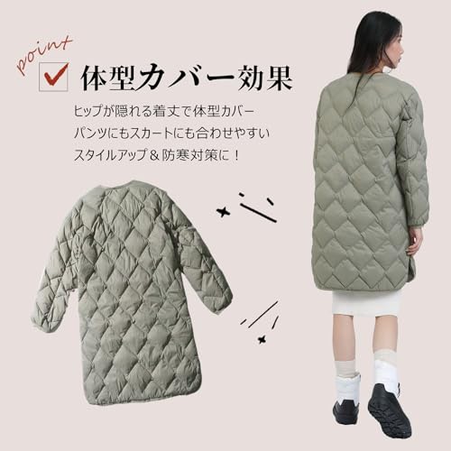 ダウンジャケット レディース ダウンコート ロング トップス 冬服 防寒着 冬 防寒 体型カバー 2WAY インナーダウン 軽量 防風 暖かい 防寒 保温 ジャケット 無地 シンプル カジュアル 収