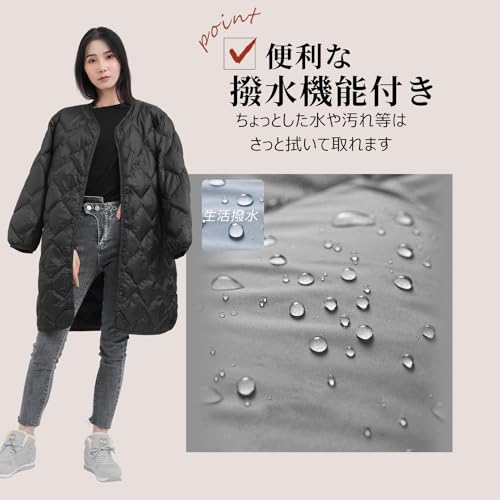 ダウンジャケット レディース ダウンコート ロング トップス 冬服 防寒着 冬 防寒 体型カバー 2WAY インナーダウン 軽量 防風 暖かい 防寒 保温 ジャケット 無地 シンプル カジュアル 収