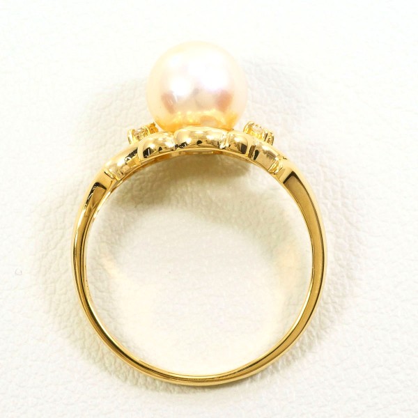 K18 18金 YG リング 11号 パール(真珠) 約7mm ダイヤ 0.02 ジュエリー 中古 K18 18金 YG リング 11号 パール(真珠) 約7mm ダイヤ 0.02 ジュエリー 中古