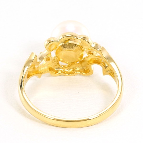 K18 18金 YG リング 11号 パール(真珠) 約7mm ダイヤ 0.02 ジュエリー 中古 K18 18金 YG リング 11号 パール(真珠) 約7mm ダイヤ 0.02 ジュエリー 中古